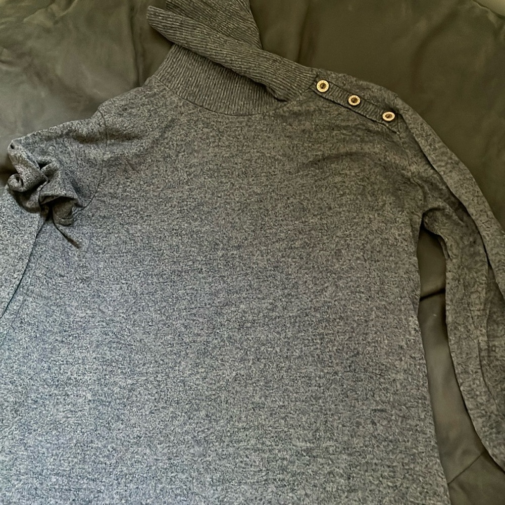 Gray Women's Sweater with Button Detail